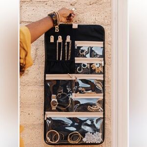 BEIS Black Hanging Jewelry Organizer with Clear Pockets